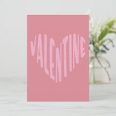 Valentijn Modern Typografie Roze hart Feestdagenkaart (Staand voorkant)