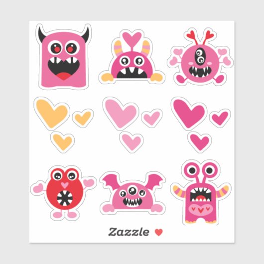 Valentijn Monsters Sticker (Vel)