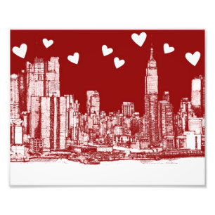 valentijn NYC skyline Foto Afdruk