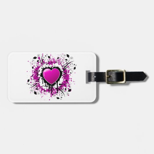Valentijn Paarse Hart Bagagelabel (Voorkant horizontaal)