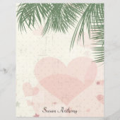 Valentijn Palm Tree Romantisch Strand Briefpapier (Achterkant)