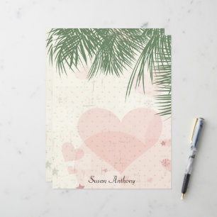 Valentijn Palm Tree Romantisch Strand Briefpapier