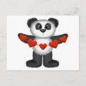 Valentijn Panda Beer Holding String of Red Hearts Feestdagenkaart (Voorkant)