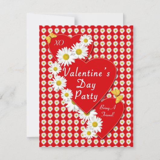 Valentijn Party Daisies Small Invitation Kaart (Voorkant)