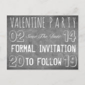 Valentijn Party Sla de datum schoolbord look op Aankondigingskaart (Voorkant)