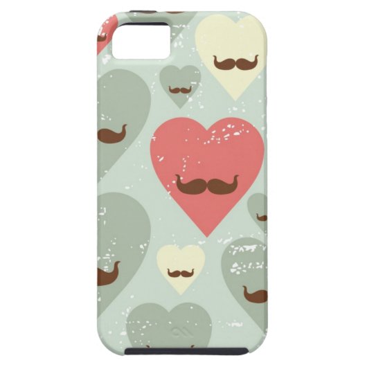 Valentijn patroon met hart en snor Case-Mate iPhone case (Achterkant)