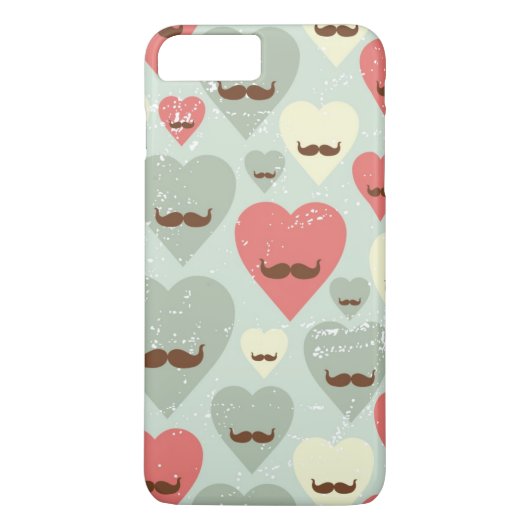 Valentijn patroon met hart en snor Case-Mate iPhone case (Achterkant)