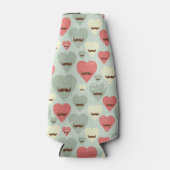 Valentijn patroon met hart en snor flesjeskoeler (Voorkant)