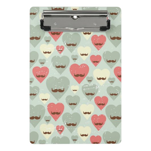 Valentijn patroon met hart en snor mini klembord (Voorkant)