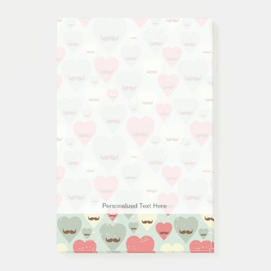 Valentijn patroon met hart en snor post-it® notes (Voorkant)