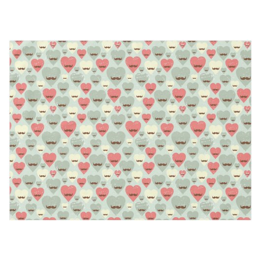 Valentijn patroon met hart en snor tafelkleed (Voorkant (Horizontaal))