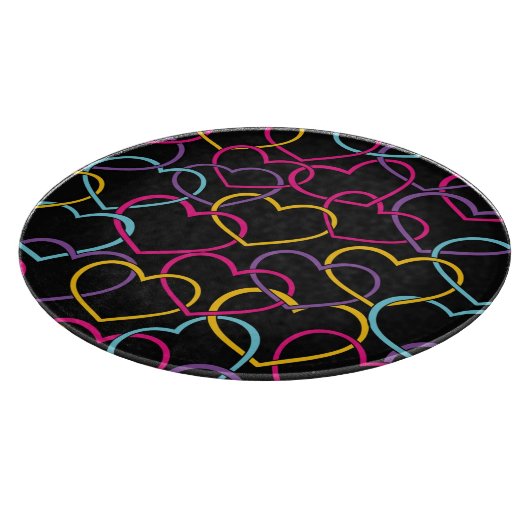 Valentijn Patroon met kleurenharten Snijplank (Hoek)