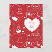 Valentijn Pattern Briefkaart - Wit op Rood (Voorkant)