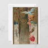  Valentijn Peeking Cherub Feestdagenkaart (Voorkant / Achterkant)