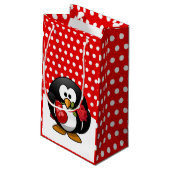 Valentijn Pinguïn met chocolade en Rozen Klein Cadeauzakje (Achterkant Gekanteld)