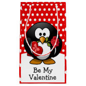 Valentijn Pinguïn met chocolade en Rozen Klein Cadeauzakje (Voorkant)