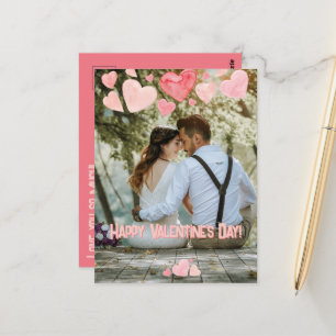 Valentijn Pink Hearts Overlay Voeg je eigen foto t Briefkaart