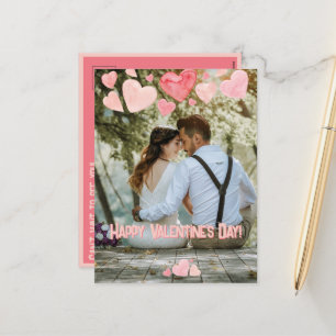 Valentijn Pink Hearts Overlay Voeg je eigen foto t Feestdagenkaart