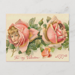Valentijn Pink Rose Faeries Briefkaart