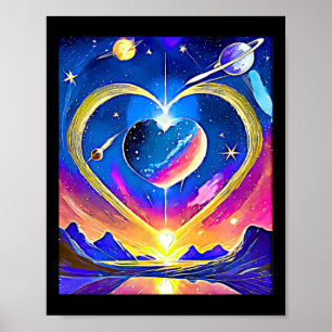 Valentijn Planeten Sterren Manen Astrologische Lie Poster