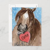 Valentijn Pony Briefkaart Brown (Voorkant / Achterkant)