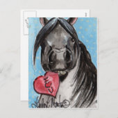 Valentijn Pony Briefkaart Zwart (Voorkant / Achterkant)