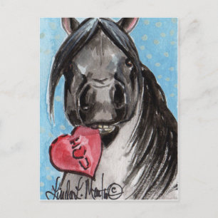 Valentijn Pony Briefkaart Zwart