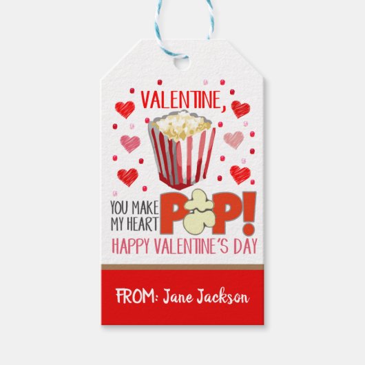 Valentijn Popcorn Gift Label Cadeaulabel (Voorkant)