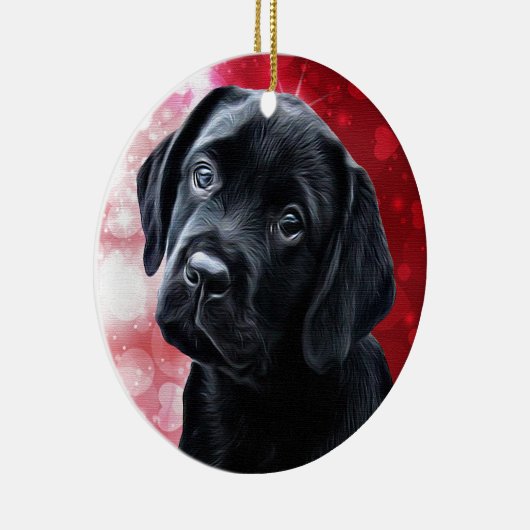 Valentijn Puppy - Black Labrador - Lab Puppy Keramisch Ornament (Rechts)