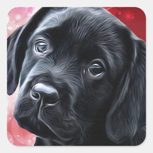 Valentijn Puppy - Black Labrador - Lab Puppy Vierkante Sticker (Voorkant)