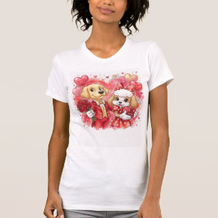 Valentijn Puppy Liefde PNG Goud Retriever T-shirt