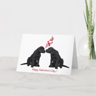 Valentijn Puppy - Zwart Lab Feestdagen Kaart