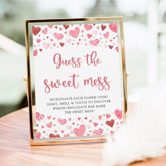 Valentijn Raad de Sweet Mess Baby shower Game Poster