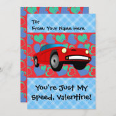 Valentijn Race Car Feestdagenkaart (Voorkant / Achterkant)