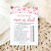 Valentijn raden wie mam of pap Baby shower spel Kaart