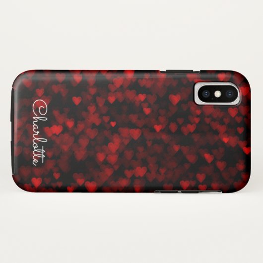 Valentijn Red Bokeh Hearts Case-Mate iPhone Case (Achterkant (horizontaal))