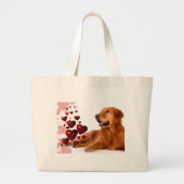 Valentijn Red Hearts Golden Retriever Dog Grote Tote Bag (Voorkant)