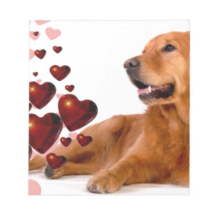 Valentijn Red Hearts Golden Retriever Dog Notitieblok