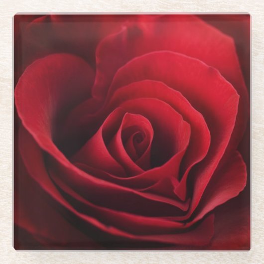 Valentijn Red Rose Glazen Onderzetter (Voorkant)