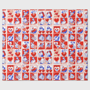 Valentijn Retro Liefde Knuffels Schattige Patroon Cadeaupapier