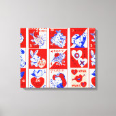 Valentijn Retro Liefde Knuffels Schattige Patroon Canvas Afdruk (Voorkant)