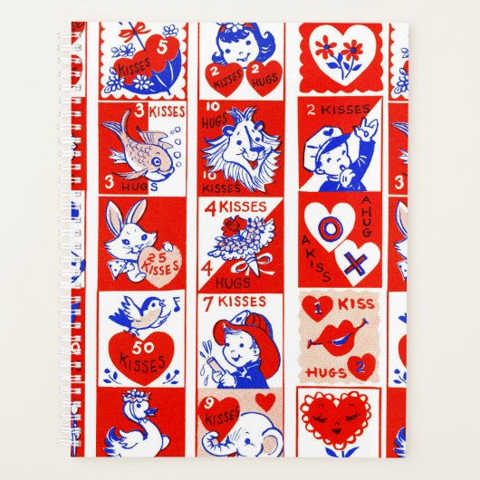 Valentijn Retro Liefde Knuffels Schattige Patroon Planner (Voorkant)