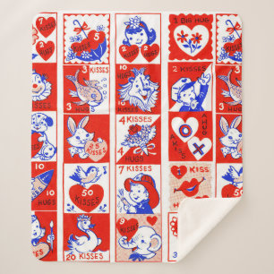 Valentijn Retro Liefde Knuffels Schattige Patroon Sherpa Deken