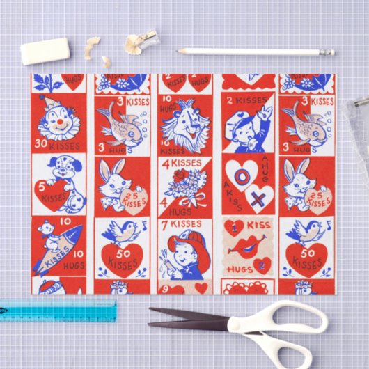 Valentijn Retro Liefde Knuffels Schattige Patroon Tissuepapier (Craft)