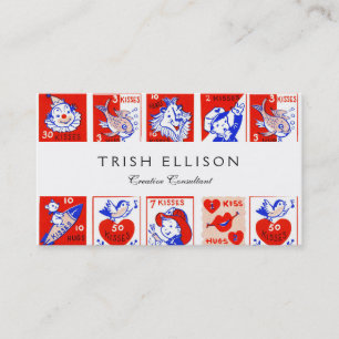 Valentijn Retro Liefde Knuffels Schattige Patroon Visitekaartje