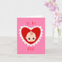Valentijn retro vintage baby pop kaart