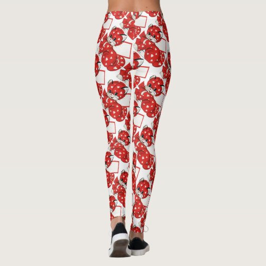  Valentijn Rode Kat Witte Harten Schattigee Liefde Leggings (Achterkant)