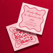 Valentijn rood en roze bruiloft RSVP Qr Code Informatiekaartje