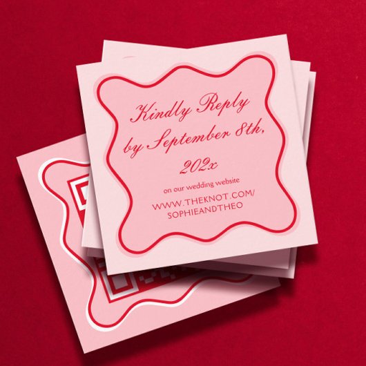 Valentijn rood en roze bruiloft RSVP Qr Code Informatiekaartje