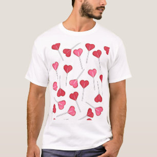 Valentijn Rood Hart Lollipop-patroon T-shirt